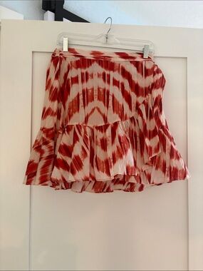 Banana Republic Factory Red and White Tiered Skater Skirt Sz S